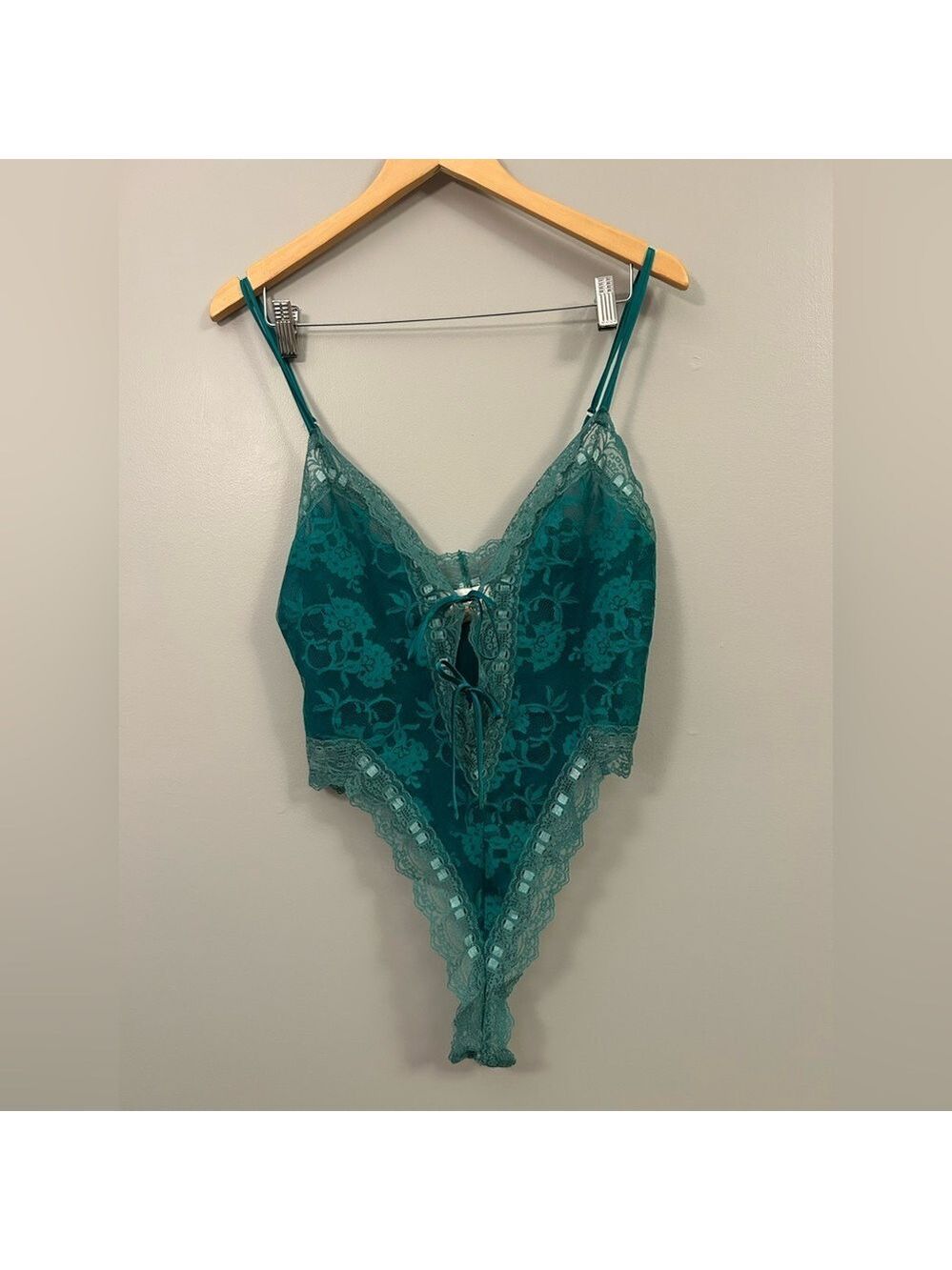 Victoria's Secret Vintage Gold Label 90’s Teal Lace Tie Front Lingerie